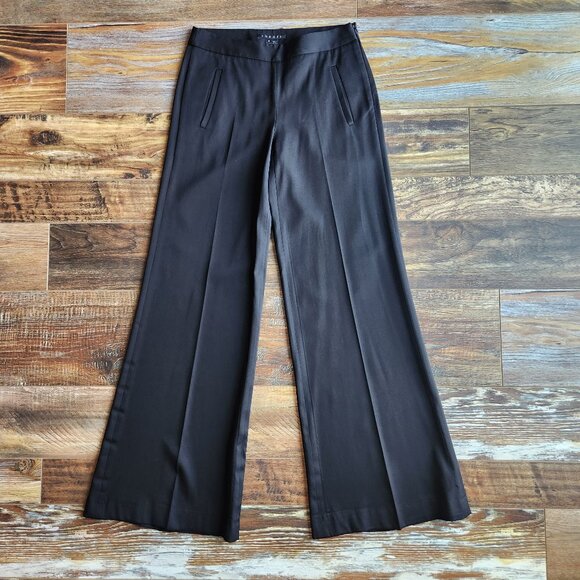 Theory Jerry Stretch Wool Wide Leg Dress Pants Zip Pocket Black - Picture 1 of 14